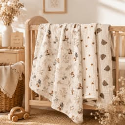 3PCS Muslin Baby Wrap Scarf Double Layer Folded Print Gauze Swaddle Blanket for Newborn All Seasons