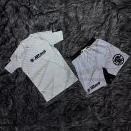 2026 Summer Jiu Jitsu BJJ Boxing Set Men's/Kids White Print & Fight Shorts Quick-Dry Compression MMA Training Sportswear