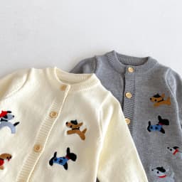 Autumn baby Clothes, Infant One-Piece Dress for Girls, Knitted Crawling Suit with Dog Pattern, Outdoor Wear