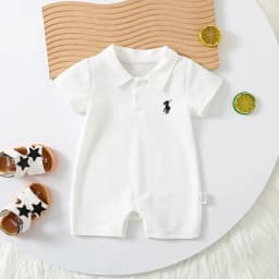 Somenie Boys Lapel Short Sleeve Romper Summer Thin Solid Color Knight Print Infant Jumpsuit