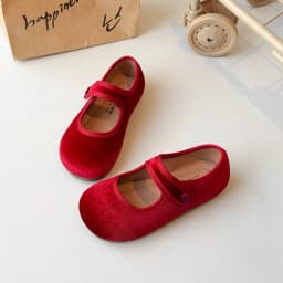 2026 New Cute Peach Pink Velvet Shoes Girls Vintage Green Velour Ballet Flats Baby Kids Spring New Soft Sole Luxury Mary Janes