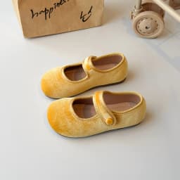 2026 New Cute Peach Pink Velvet Shoes Girls Vintage Green Velour Ballet Flats Baby Kids Spring New Soft Sole Luxury Mary Janes