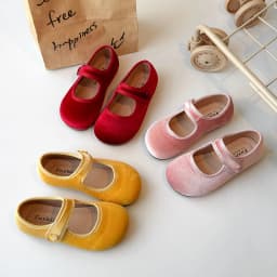 2026 New Cute Peach Pink Velvet Shoes Girls Vintage Green Velour Ballet Flats Baby Kids Spring New Soft Sole Luxury Mary Janes