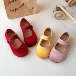 2026 New Cute Peach Pink Velvet Shoes Girls Vintage Green Velour Ballet Flats Baby Kids Spring New Soft Sole Luxury Mary Janes