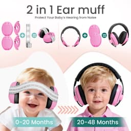 Baby Ear Protection Noise Cancelling Headphones for Babies, 2-in-1 Baby Ear Protection, Baby Travel Essentials for Outdoor