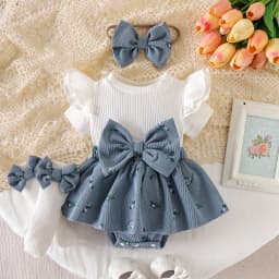 3pcs Summer Cross-border New Designs for Adorable Girls. Short-sleeved Dresses for Children Aged 0-1 Years Old.