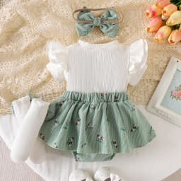 3pcs Summer Cross-border New Designs for Adorable Girls. Short-sleeved Dresses for Children Aged 0-1 Years Old.