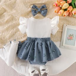 3pcs Summer Cross-border New Designs for Adorable Girls. Short-sleeved Dresses for Children Aged 0-1 Years Old.