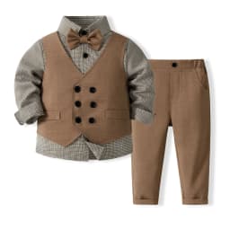 1-6 Years Formal Gentleman Vest Suit for Baby Boys Spring Autumn Kids Birthday Anniversary Clothing Sets Children Party Clothes