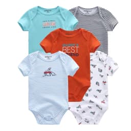 Cartoon 5-Pieces Summer Baby Boy Girl Bodysuits 100%Cotton Soft Newborn Onesies Short Sleeve Infant Clothes