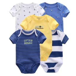 Cartoon 5-Pieces Summer Baby Boy Girl Bodysuits 100%Cotton Soft Newborn Onesies Short Sleeve Infant Clothes