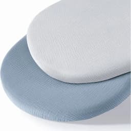 Set of 2 Muslin Cotton Fitted Sheets for Standard Size Bassinet Mattress 33x17x4inch Baby Gauze Cribs Mattress Cover Solid Color