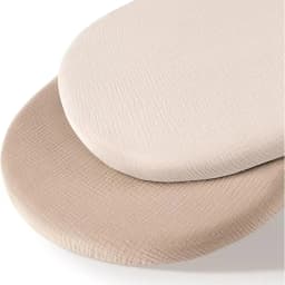 Set of 2 Muslin Cotton Fitted Sheets for Standard Size Bassinet Mattress 33x17x4inch Baby Gauze Cribs Mattress Cover Solid Color