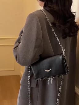 2026 New French-style Diamond-Inlaid Wing Envelope Bag - Fashionable and Versatile ZV Bag - Classic Retro Single Shoulder Crossb