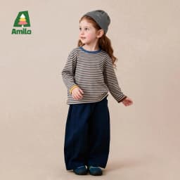 Amila 2026 Autumn New Kids T Shirt Retro Colorful Stripe Two Tone Long Sleeve Base Layer Fashion Casual Soft Comfortable Top