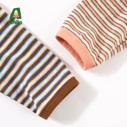 Amila 2026 Autumn New Kids T Shirt Retro Colorful Stripe Two Tone Long Sleeve Base Layer Fashion Casual Soft Comfortable Top