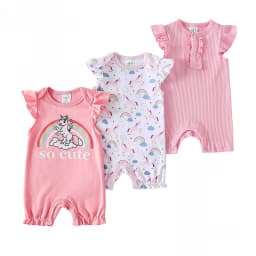 Set 3 Baby Short Jumpsuits 100% Cotton 6 Model Printed Male and Female 3 up to 18 Months