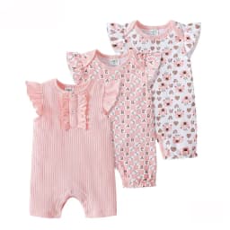 Set 3 Baby Short Jumpsuits 100% Cotton 6 Model Printed Male and Female 3 up to 18 Months