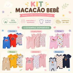 Set 3 Baby Short Jumpsuits 100% Cotton 6 Model Printed Male and Female 3 up to 18 Months
