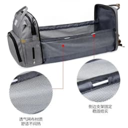 Large Capacity Mommy Diaper Backpack with Changing Mat, Foldable Baby Bed Design Nursing Bag for Milk Bottle Storage
