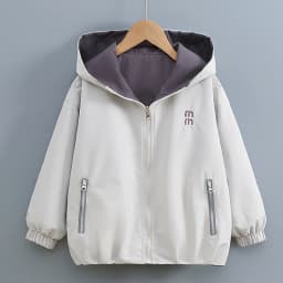 2026 Spring Autumn Girls Reversible Waterproof Hooded Jacket Teen Kid Letter Print Windbreaker Coat Children Loose Outerwear Top