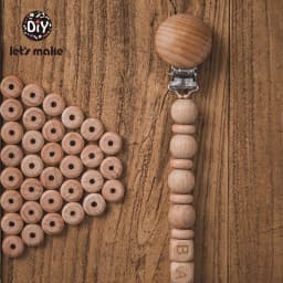 Let's Make 50pc 10mm Beech Abacus Beads Wood Beads Necklace DIY Food Grade Baby Teether Beading Nipple Wood Chain Accessories