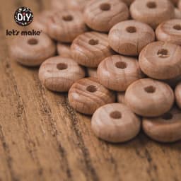 Let's Make 50pc 10mm Beech Abacus Beads Wood Beads Necklace DIY Food Grade Baby Teether Beading Nipple Wood Chain Accessories