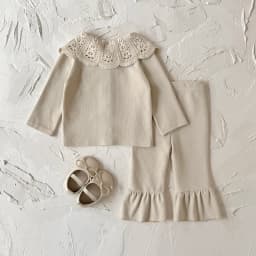 2PCS Spring Autumn New Born Baby Set Comfortable Large Lace Collar Single-breasted Long Sleeve Pant Baby Girl Clothes