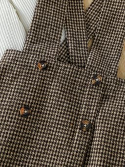 2-6 Years Kid Girl Solid Long Sleeve Top &Plaid Strap Skirt Set Fashion Cute All Match Wear Autumn Winter Party Outifit Clothes