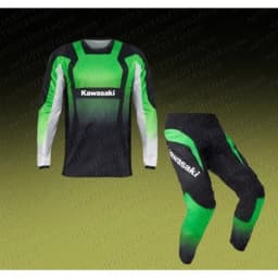 2025-26 Motocross Kawasaki Jersey and Pants for Kids Set The Motocross Endurance Gear Combination Off-road Youth Racing Suit