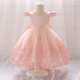 Big Bow Baby Girls 1st Birthday Princess Dress Toddler Infant Embroidery Flower Baptism Girl Party Dresses for Kids Wedding Gown