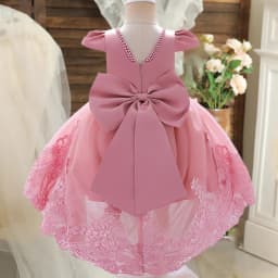 Big Bow Baby Girls 1st Birthday Princess Dress Toddler Infant Embroidery Flower Baptism Girl Party Dresses for Kids Wedding Gown