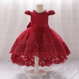 Big Bow Baby Girls 1st Birthday Princess Dress Toddler Infant Embroidery Flower Baptism Girl Party Dresses for Kids Wedding Gown