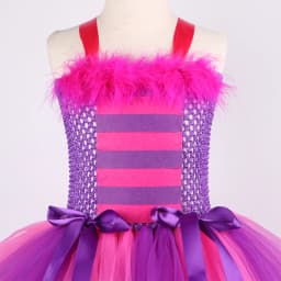 Girls Cat Costume Hot Pink Purple Cartoon Magic Striped Cat Tutu Dress Toddler Kids Halloween Carnival Party Dress Up Outfits