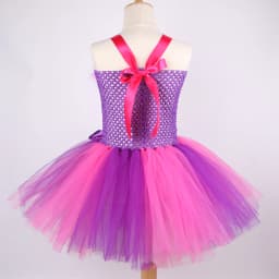 Girls Cat Costume Hot Pink Purple Cartoon Magic Striped Cat Tutu Dress Toddler Kids Halloween Carnival Party Dress Up Outfits