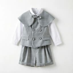 Gray Plaid Toddler Boy Gentleman Suit White Shirt Summer Thin Linen Vest Shorts Bow Tie Kids Wedding Baptism Formal Costume Set