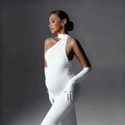 One Shoulder Backless Maternity Dress, Ruched Bodycon Maxi Gown for Pregnancy Photoshoot, Sexy Baby Shower and Evening Outfit
