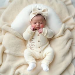 Ylsteed 2Pcs Newborn Knitted Outfit With Bow Headband, Welcome Embroidered Baby Romper For Photo Shoot & Daily Wear 0-3M