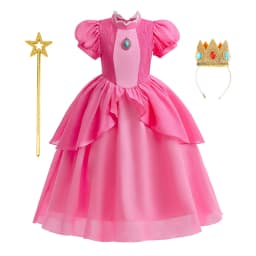 Girls New Game Movies Rosalina Peach Princess Dress Carnival Party Birthday Outfit Peach Cosplay Halloween Costume Dress