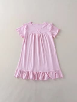 Modal Children Nightgown Dress Princess Ruffle Short Sleeves Kids Girls Sleep Dress Breathable Girls Homewear Dress For 1-10Y