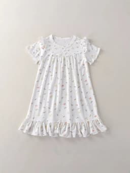 Modal Children Nightgown Dress Princess Ruffle Short Sleeves Kids Girls Sleep Dress Breathable Girls Homewear Dress For 1-10Y