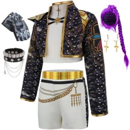 3Pcs Set Girls Korean Style Pop Singer Band Uniform Cosplay Outfit Coat+Vest+Pants Hip Hop Dress up Dancing Performance Costume