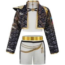 3Pcs Set Girls Korean Style Pop Singer Band Uniform Cosplay Outfit Coat+Vest+Pants Hip Hop Dress up Dancing Performance Costume