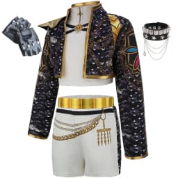 3Pcs Set Girls Korean Style Pop Singer Band Uniform Cosplay Outfit Coat+Vest+Pants Hip Hop Dress up Dancing Performance Costume