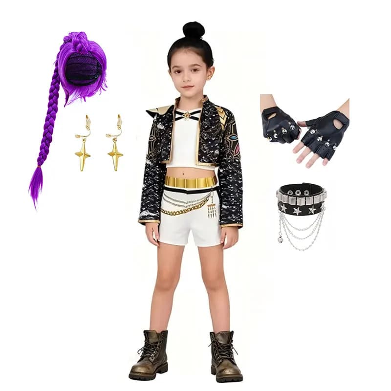 3Pcs Set Girls Korean Style Pop Singer Band Uniform Cosplay Outfit Coat+Vest+Pants Hip Hop Dress up Dancing Performance Costume