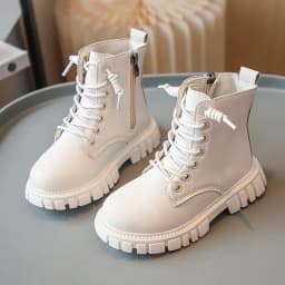Spring Autumn Girls Ankle Boots Fashion School Kids Leather Boots Thick Bottom Non-slip Children's Platform Causal Boots Black