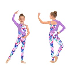 Kids Girls Gymnastics Ballet Dance Leotard Shiny Rhinestone Printed Unitards Jumpsuit for Figure Skating Acrobatics Performance