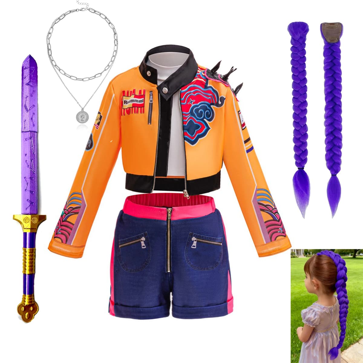 K-pop Hunters Cosplay Rumi Kpop Singer Hunt'trix Dress Up Girls Costumes Kids Party Carneval