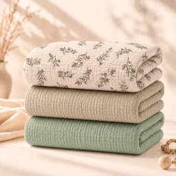 3PCS Baby Muslin Wrap Blankets Soft Breathable Double Layer Gauze Swaddle Blanket Bath Towel for Newborns
