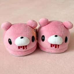 Cute Pink Bear Plush Slippers, 28cm Soft Cartoon Bear Indoor House Slippers